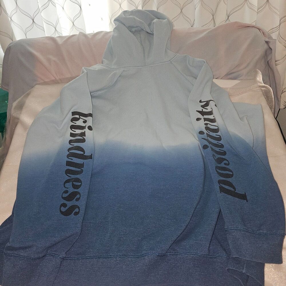 Torrid Love Kindness Ombre Zip Hoodie Size 5 Blue Dip Dye Plus Size Sweatshirt - Picture 5 of 6